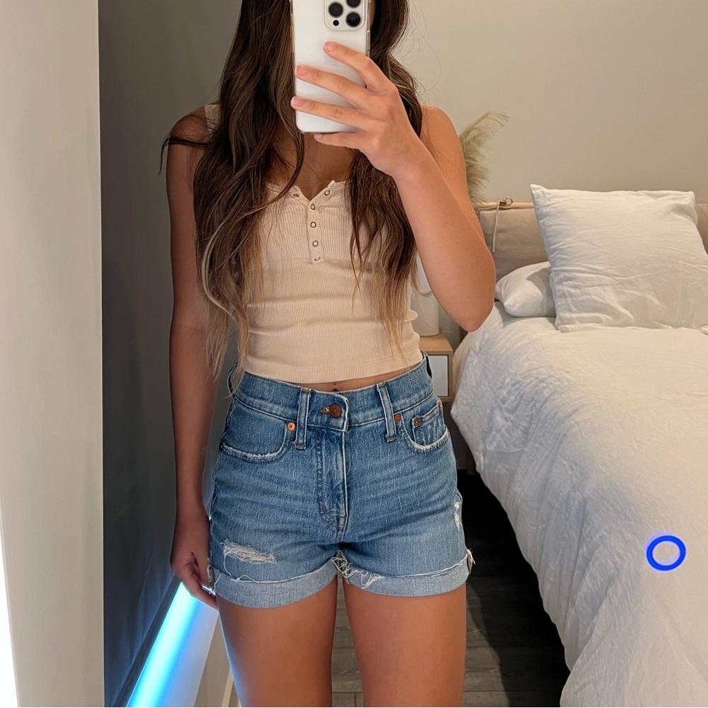 High rise denim shorts